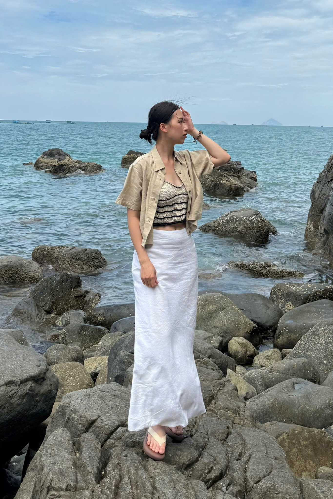  Áo sơ mi Nữ chất Linen dáng Crop Boxy 