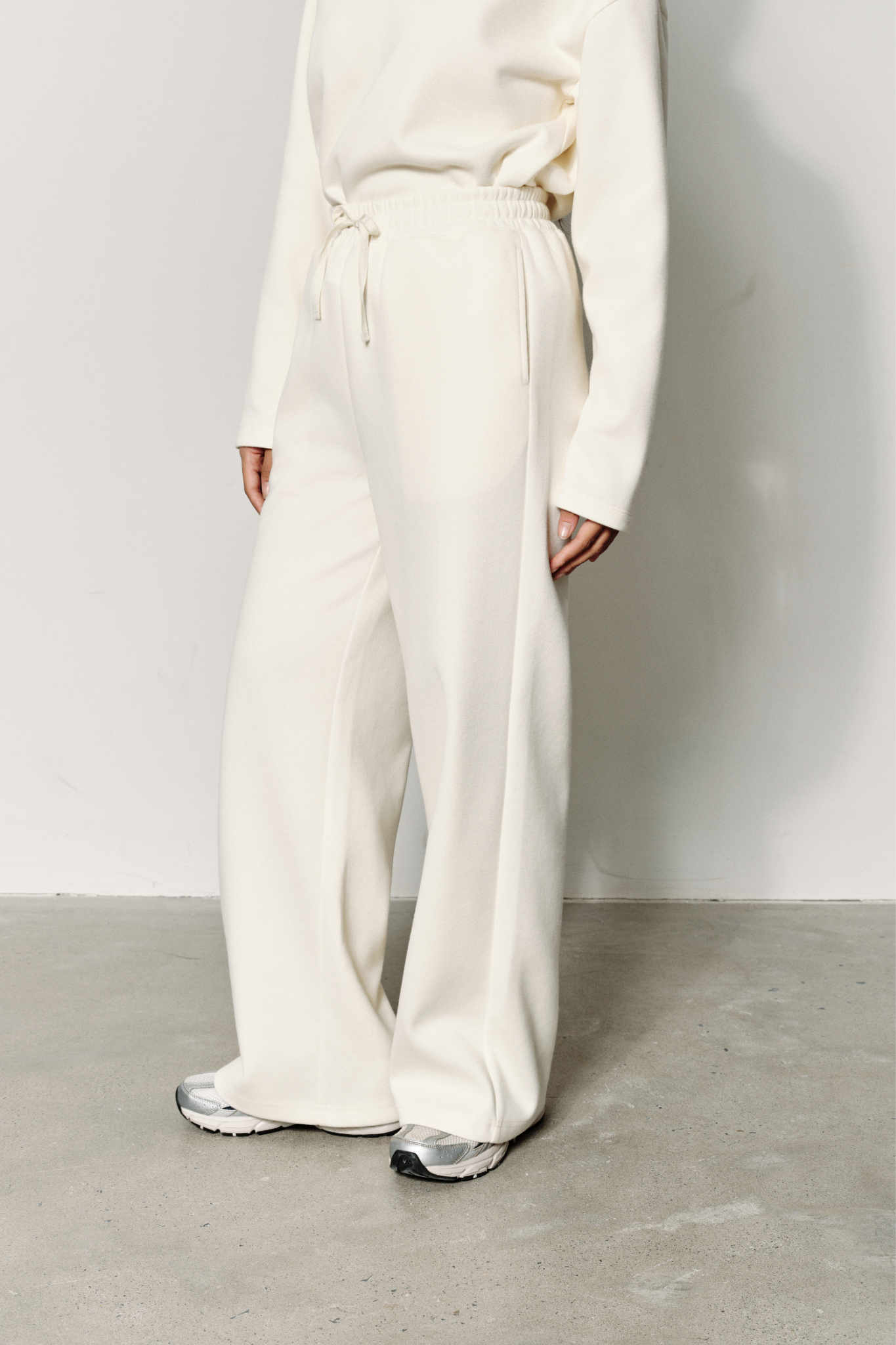  Quần Dài Nữ Dáng Wide Leg Vải Nỉ 2 Da 