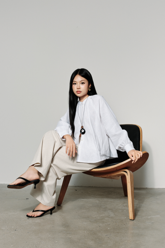  Áo Kiểu Nữ Linen Dáng Rộng Tay Bồng 