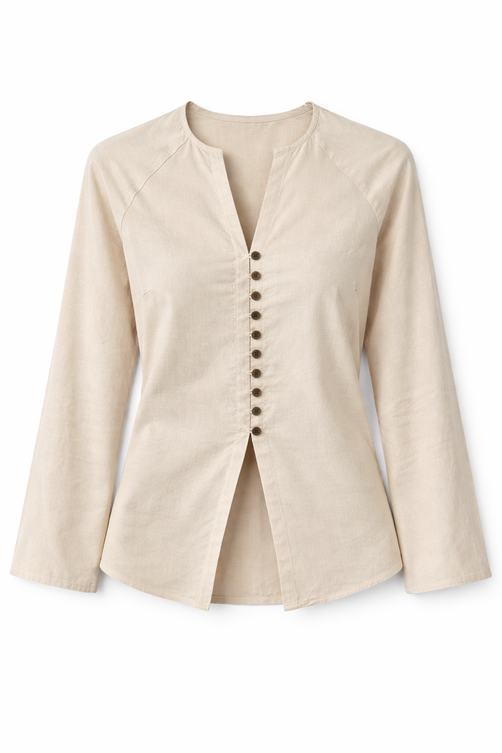  Áo Kiểu Nữ Dáng Regular Trang Trí Khuy Vải Linen Visco 