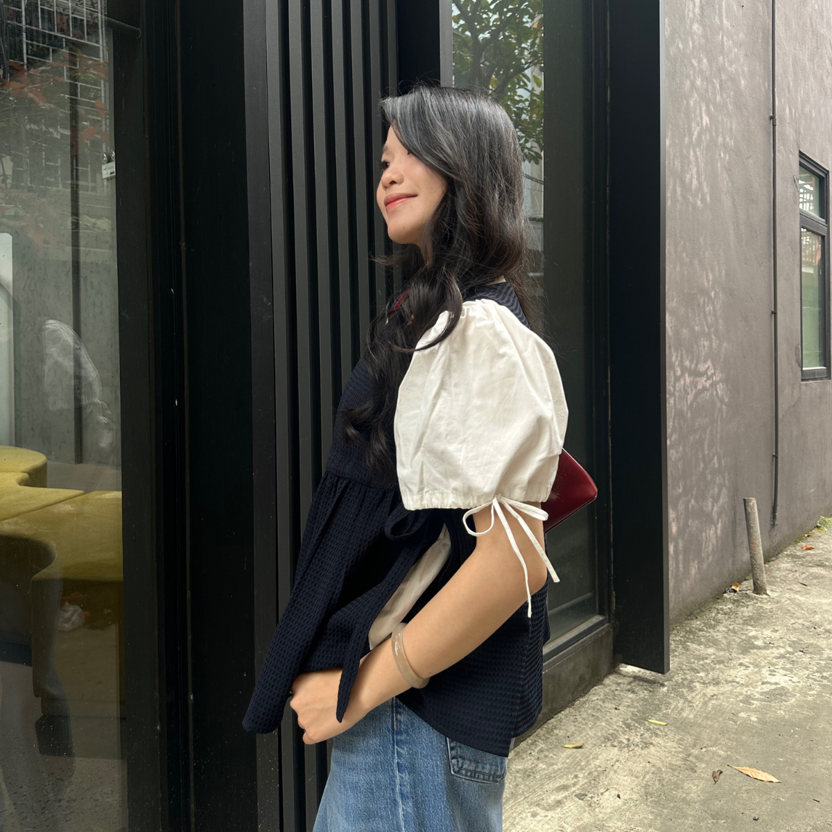  Áo gilet Nữ dáng Babydoll Vải Xốp thắt nơ eo 
