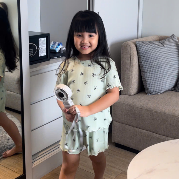  Set Bộ Bé Gái Mặc Nhà Vải Rib Mỏng In Họa Tiết 