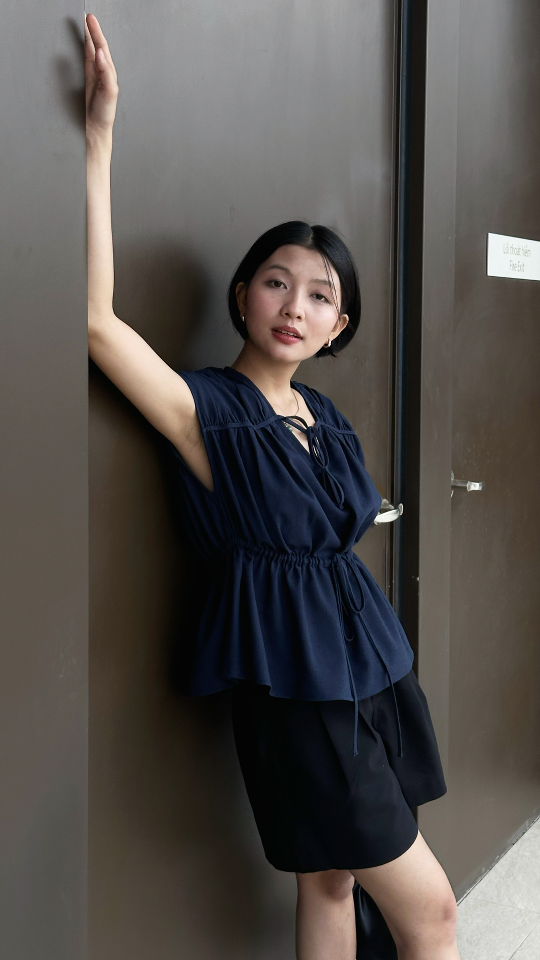  Áo Kiểu Nữ Vải Linen Có Họa Tiết Nơ Trang Trí 