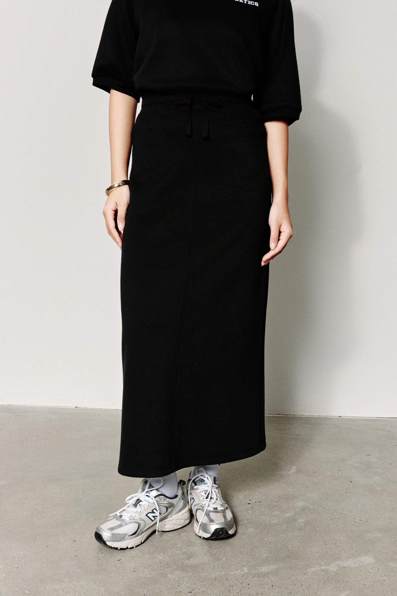  Chân Váy Nữ Vải Nỉ 2 Da Dáng Midi Xẻ Sau 