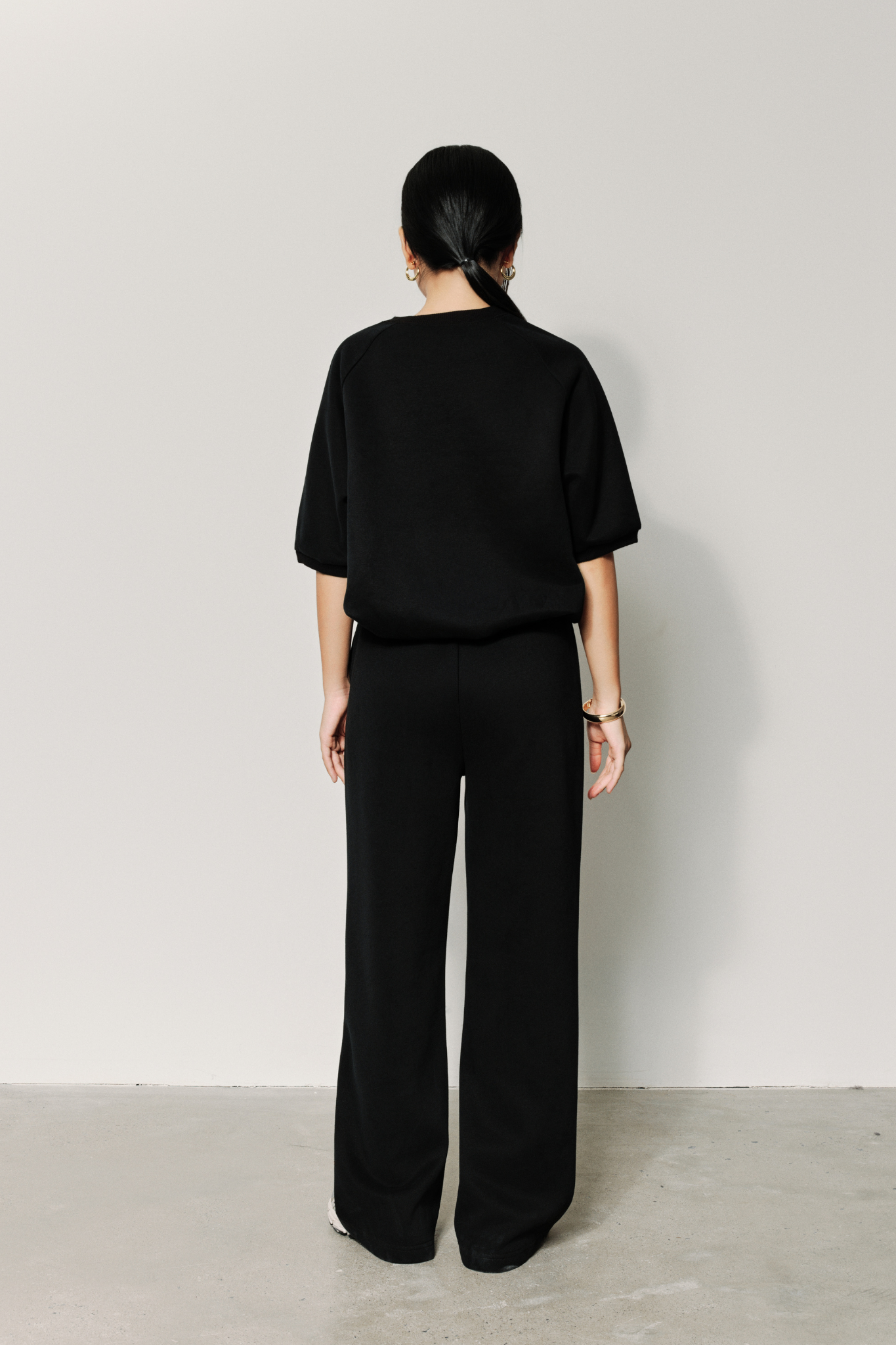  Quần Dài Nữ Dáng Wide Leg Vải Nỉ 2 Da 