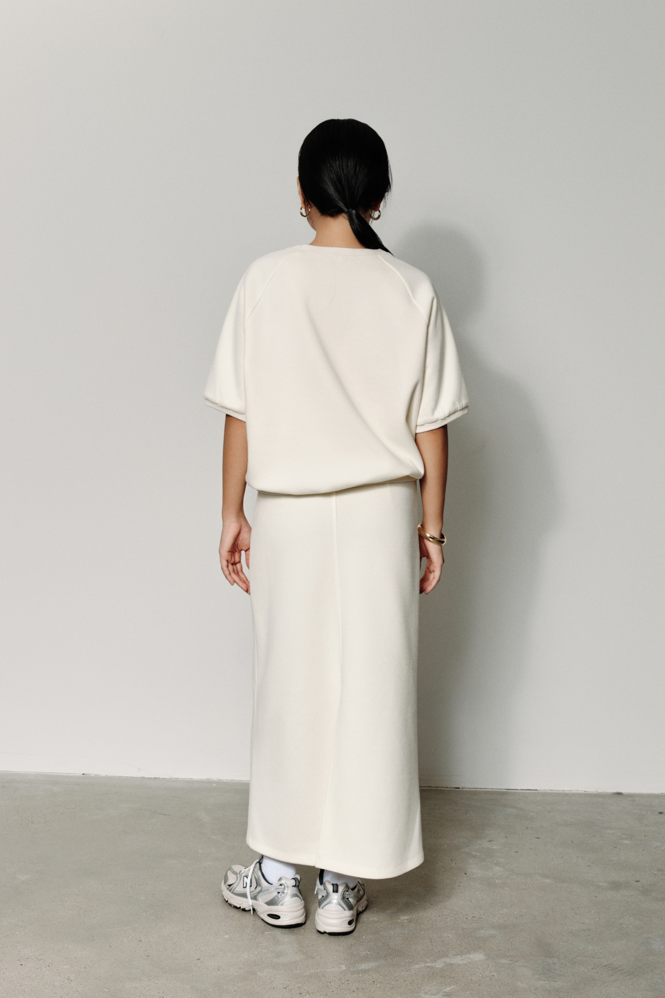  Chân Váy Nữ Vải Nỉ 2 Da Dáng Midi Xẻ Sau 