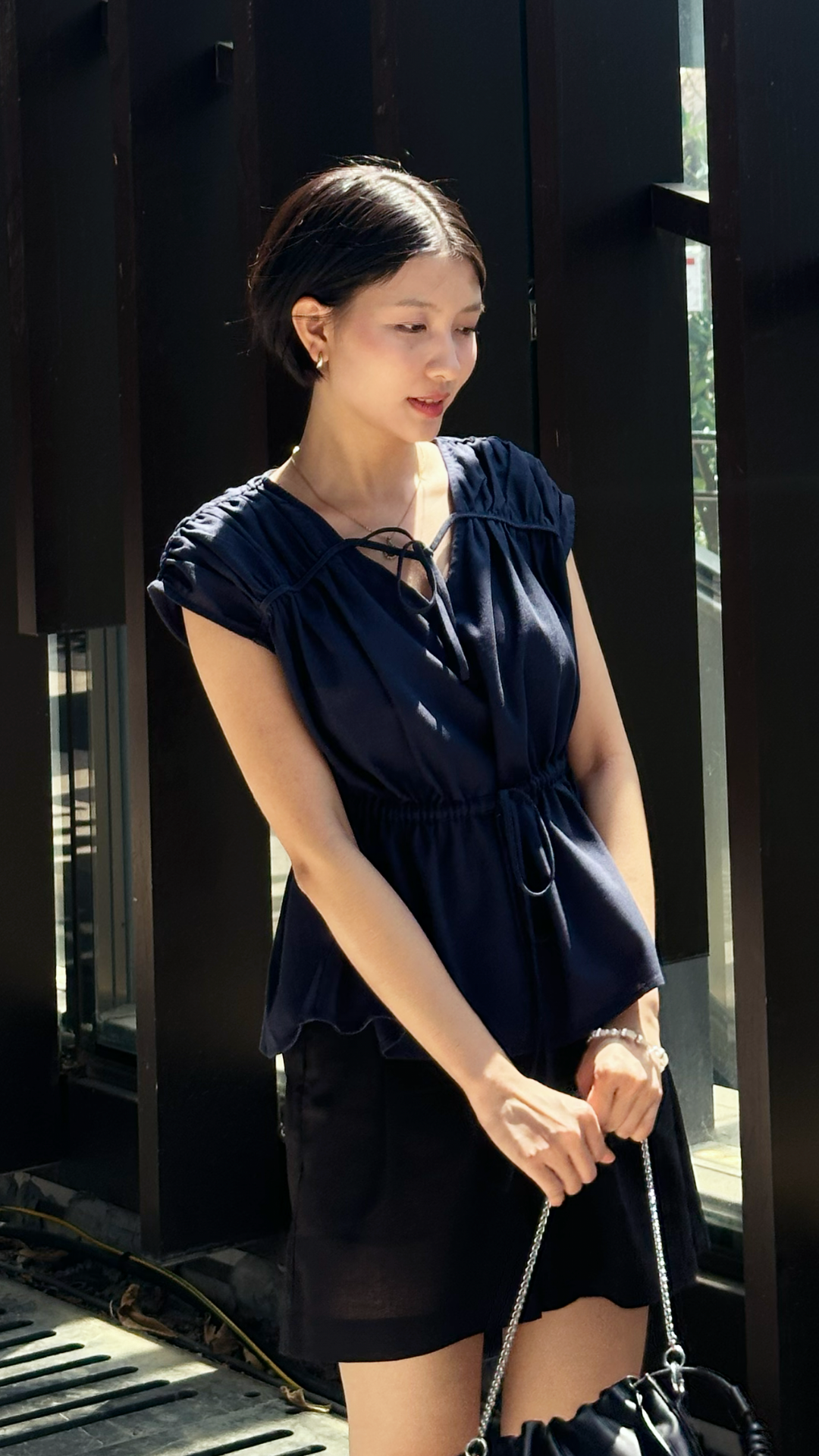  Áo Kiểu Nữ Vải Linen Có Họa Tiết Nơ Trang Trí 