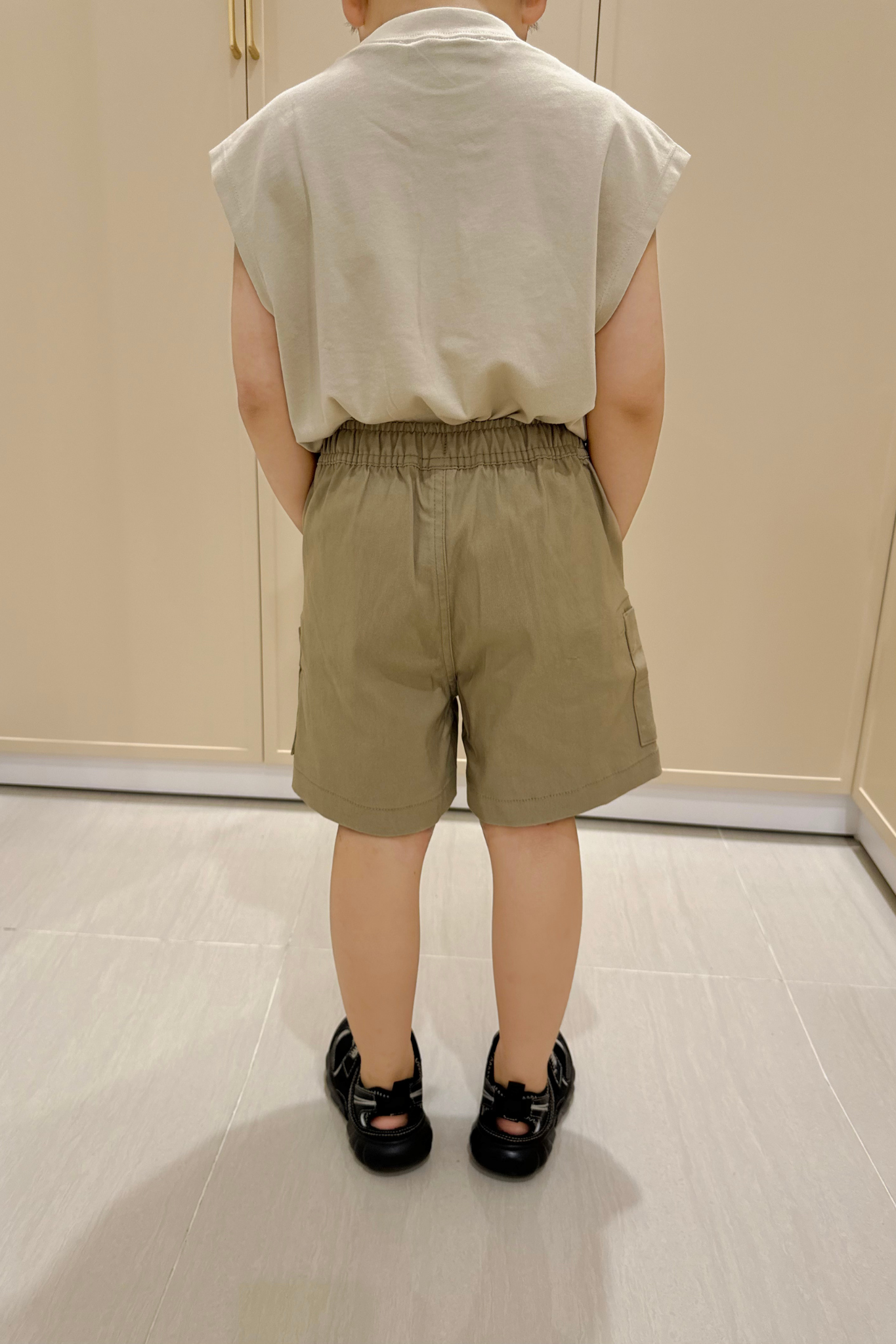  Quần short Bé Trai túi ốp trang trí vải kaki co giãn nhẹ 