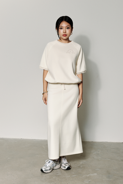  Chân Váy Nữ Vải Nỉ 2 Da Dáng Midi Xẻ Sau 