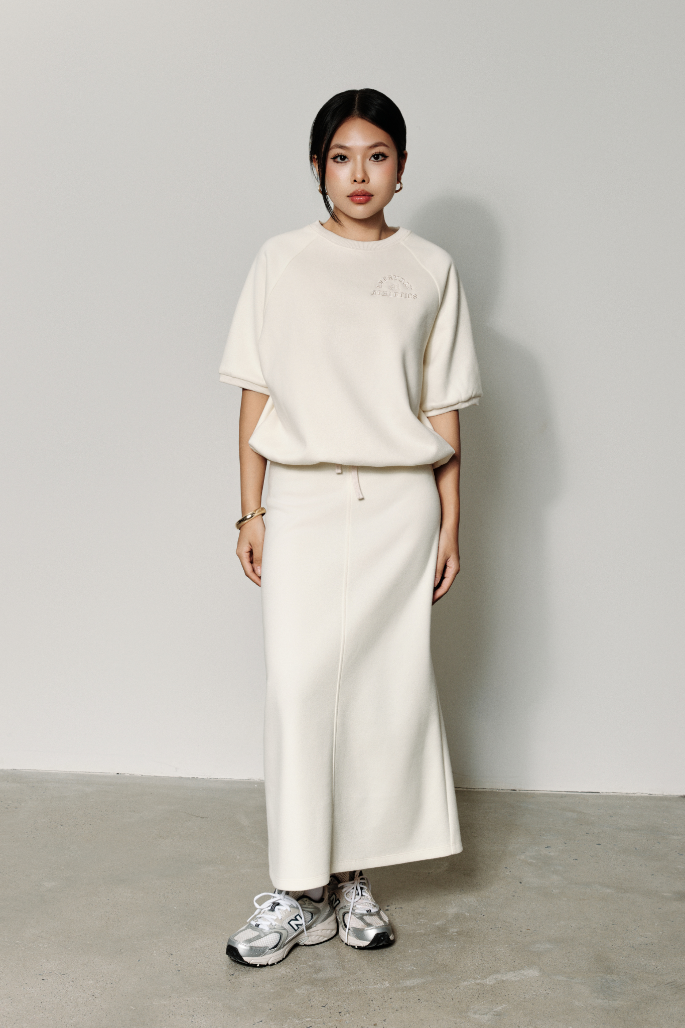  Chân Váy Nữ Vải Nỉ 2 Da Dáng Midi Xẻ Sau 