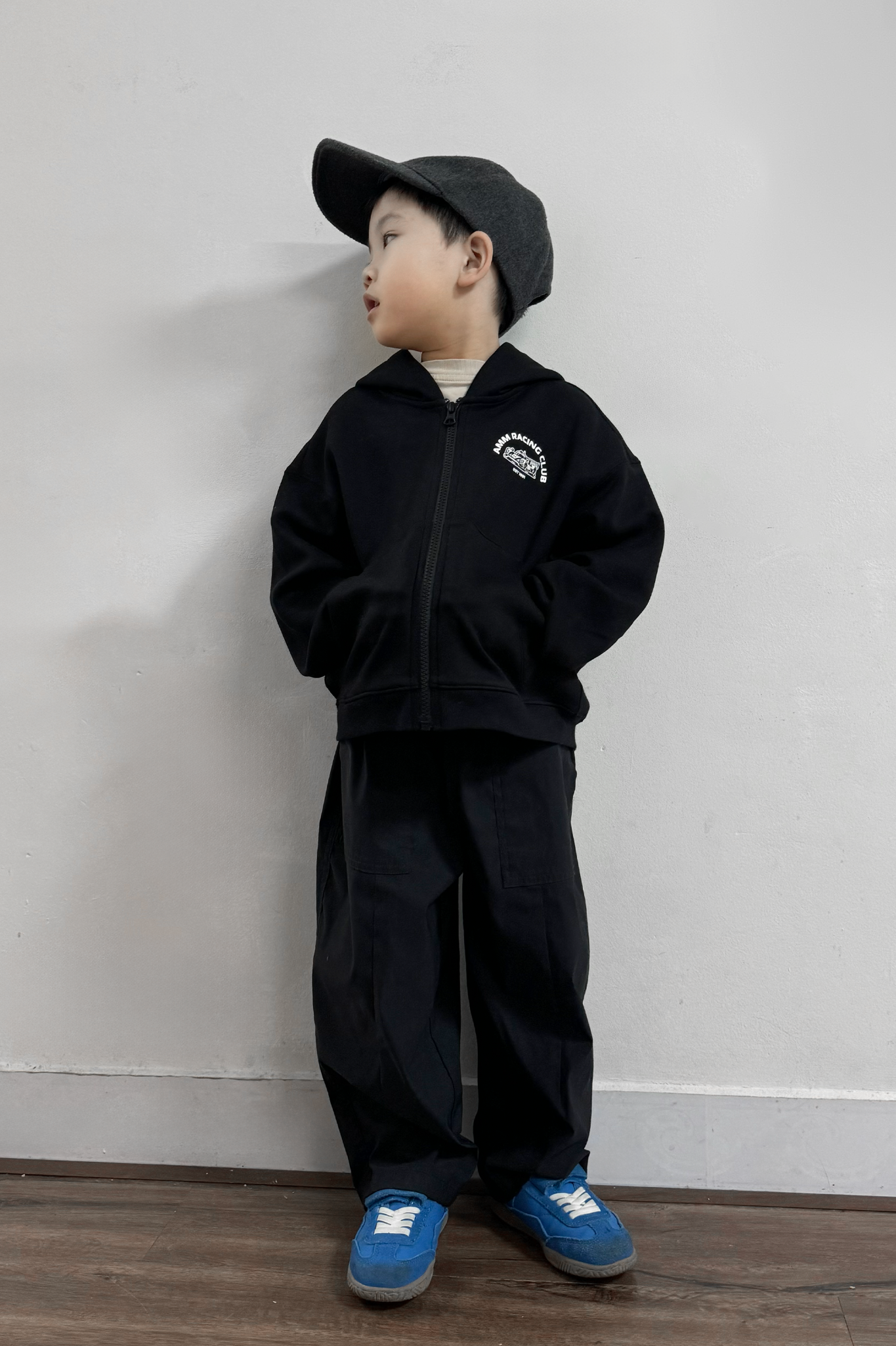  Áo Khoác Unisex Kids Có Mũ Dáng Boxy Vải Scuba Họa Tiết Xe Đua 