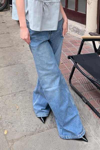  Quần Jeans Nữ Dáng Wide-Leg Co Giãn Nhẹ 