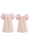  Váy Bé Gái Dáng A-line Vải Linen phối ren 