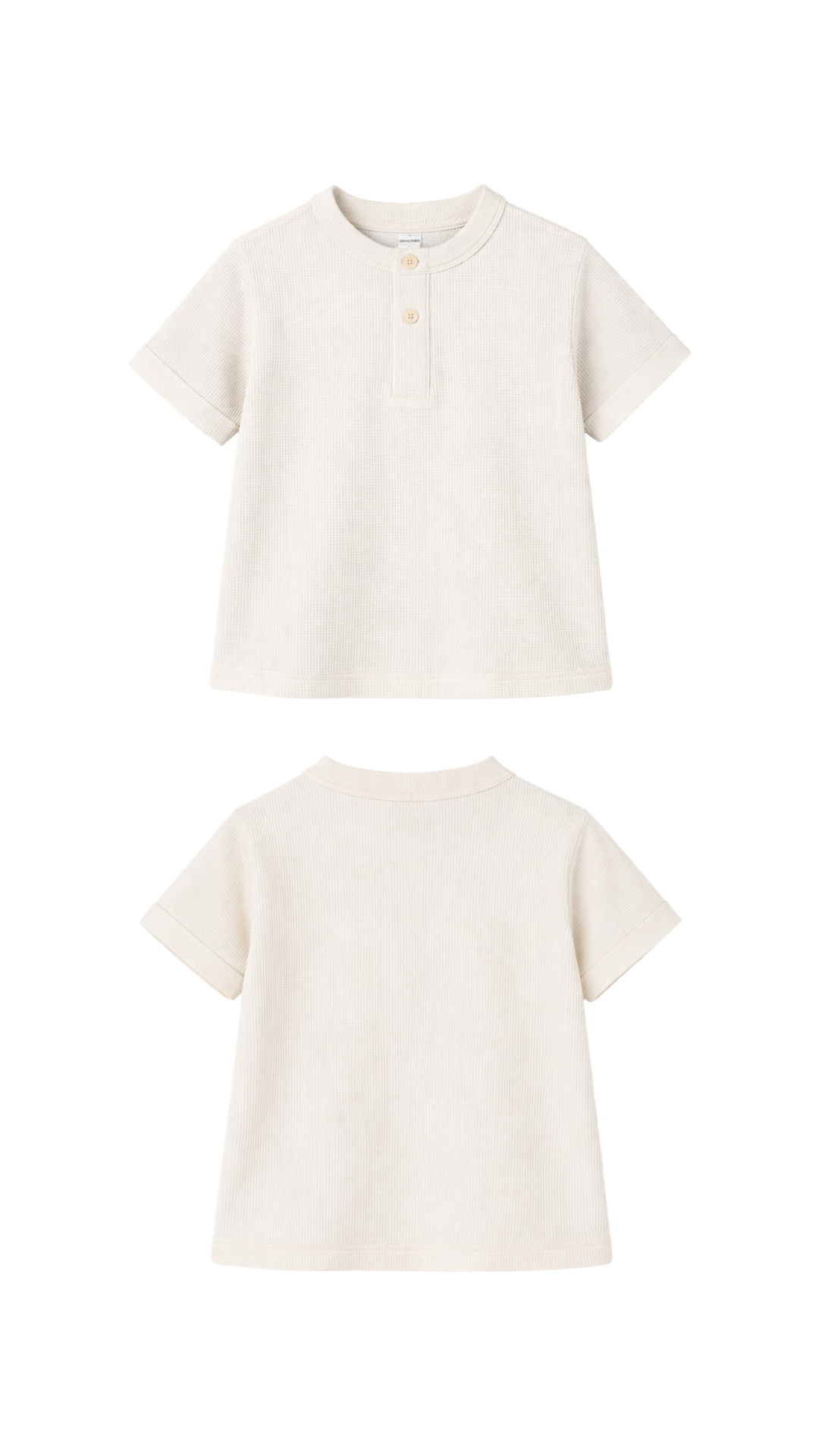  Áo Phông Bé Cổ Henly Vải Waffle 