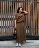  Chân Váy Nữ Vải Nỉ 2 Da Dáng Midi Xẻ Sau 