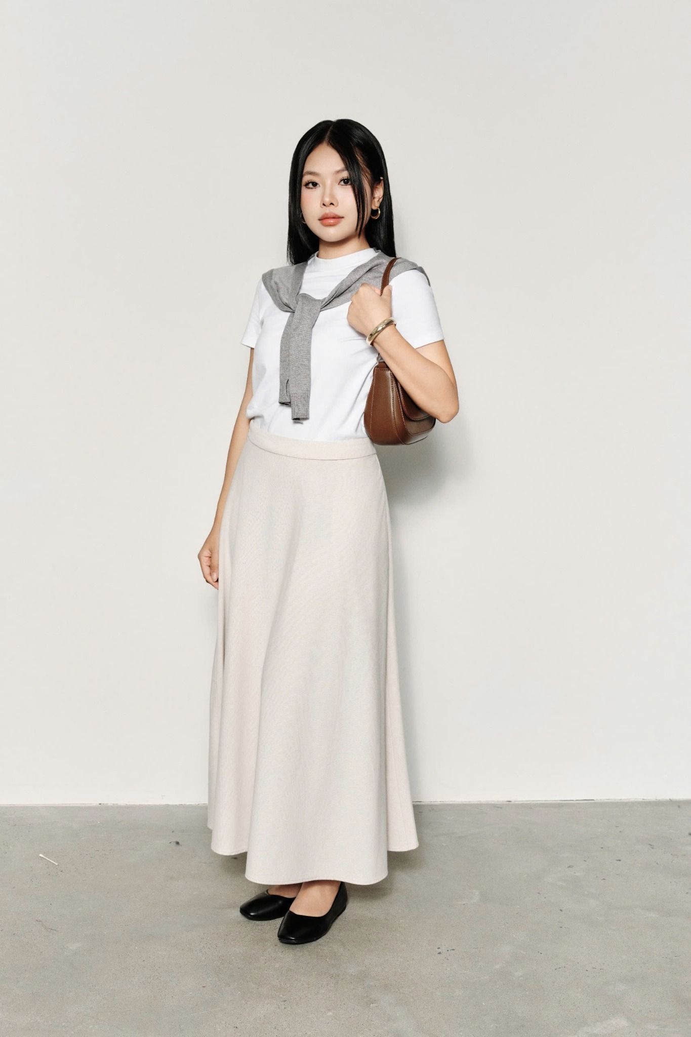  Chân Váy Nữ Linen Dáng A-line Có Khóa Sườn 