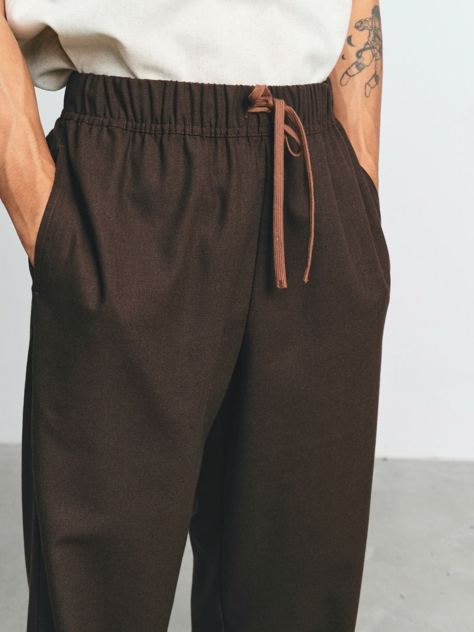  Quần Dài Nam Linen Dáng Suông Phối Cạp Chun 