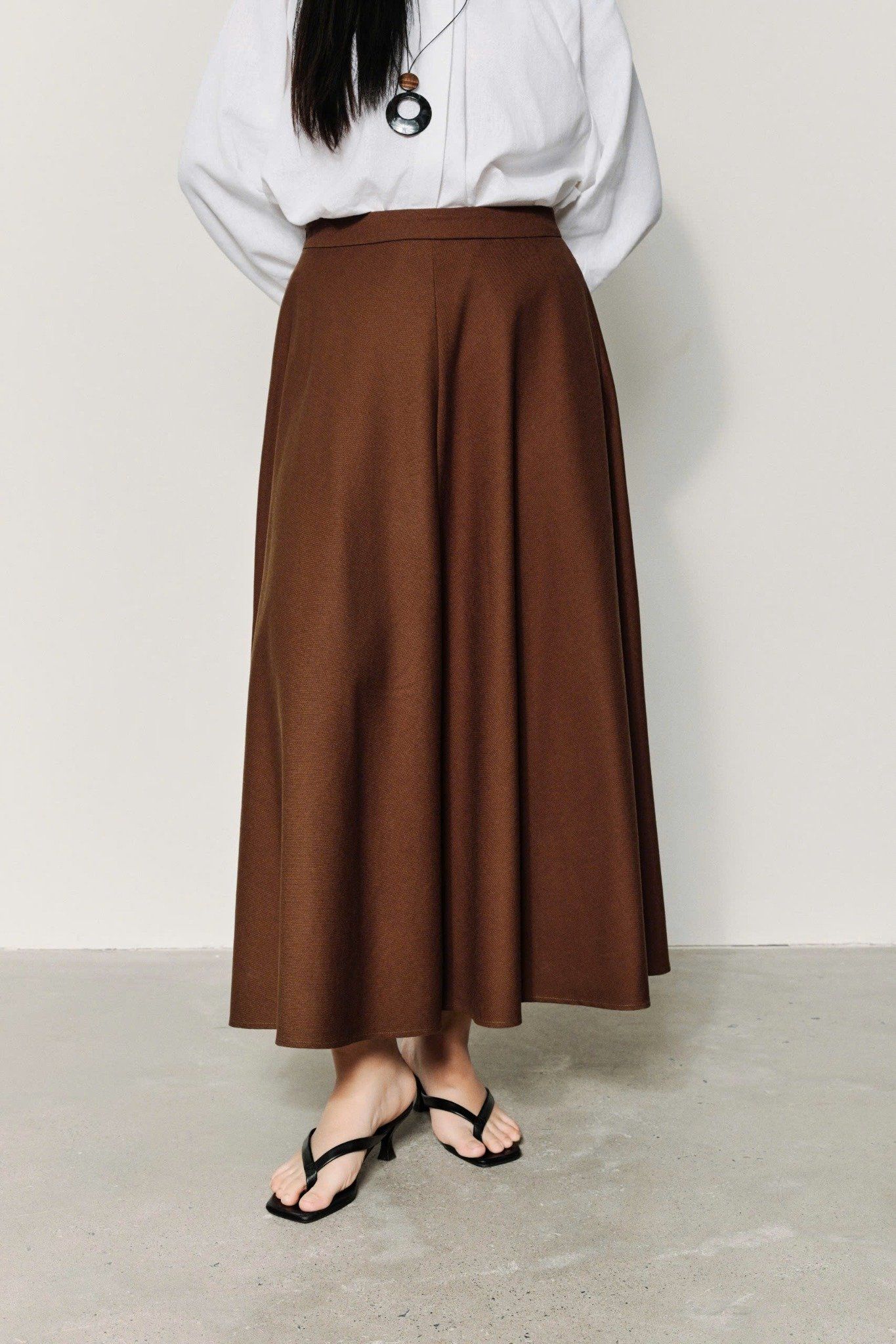  Chân Váy Nữ Linen Dáng A-line Có Khóa Sườn 