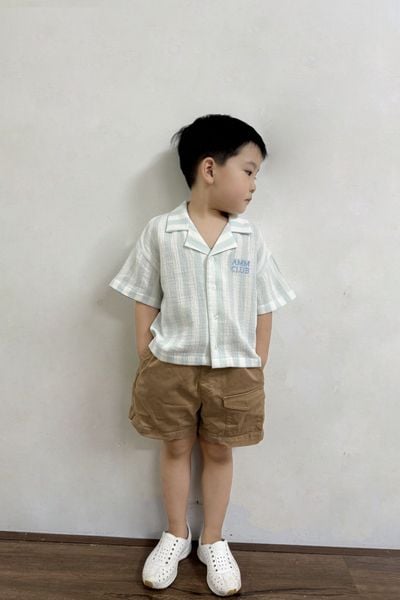  Áo sơ mi Bé Trai dáng Boxy họa tiết kẻ 