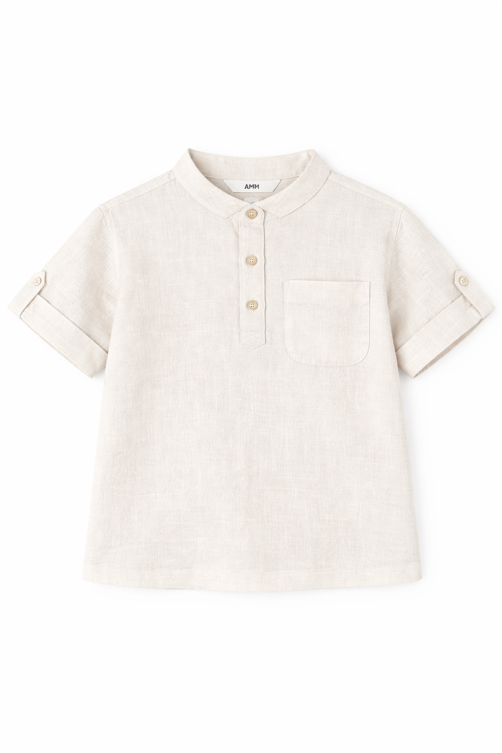  Áo Sơ Mi Bé Trai Cổ Tàu Cộc Tay Dáng Regular Vải Linen 
