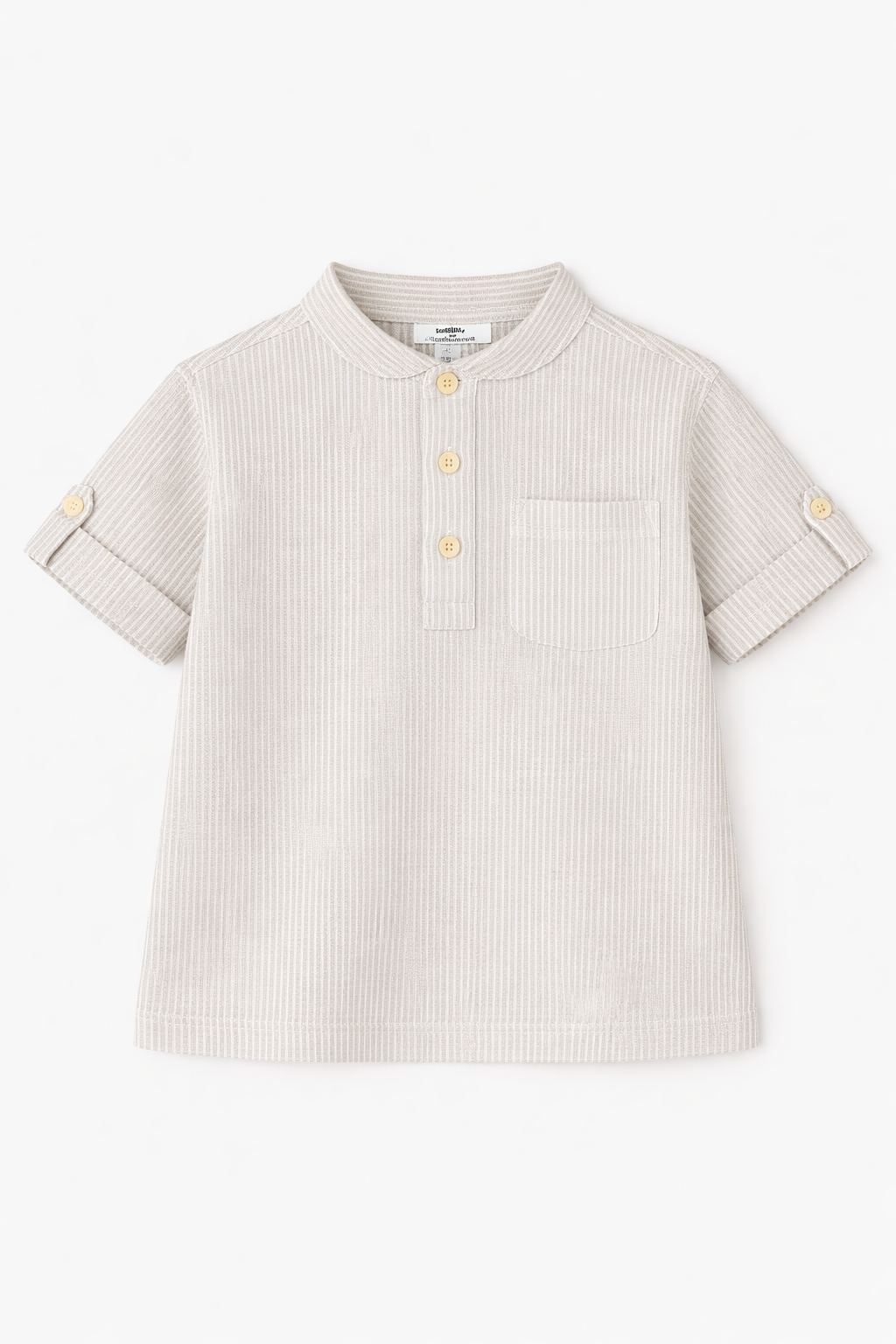  Áo Sơ Mi Bé Trai Cổ Tàu Cộc Tay Dáng Regular Vải Linen 