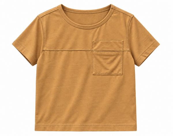  Áo phông bé trai túi ngực vải cotton hữu cơ 