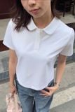  Áo polo nữ dáng Boxy crop vải Pique 