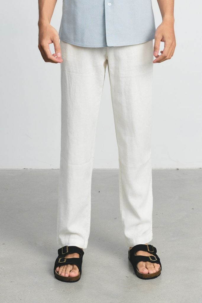  Quần Dài Nam Linen Dáng Suông Phối Cạp Chun 
