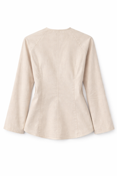  Áo Kiểu Nữ Dáng Regular Trang Trí Khuy Vải Linen Visco 