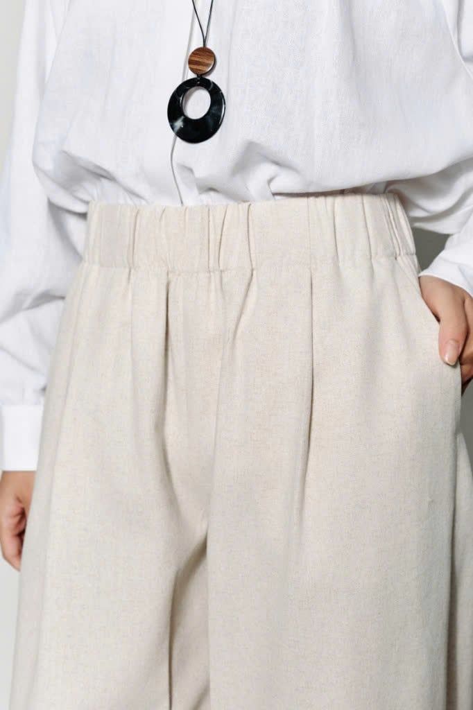  Quần Dài Nữ Linen Dáng Suông Phối Cạp Chun 