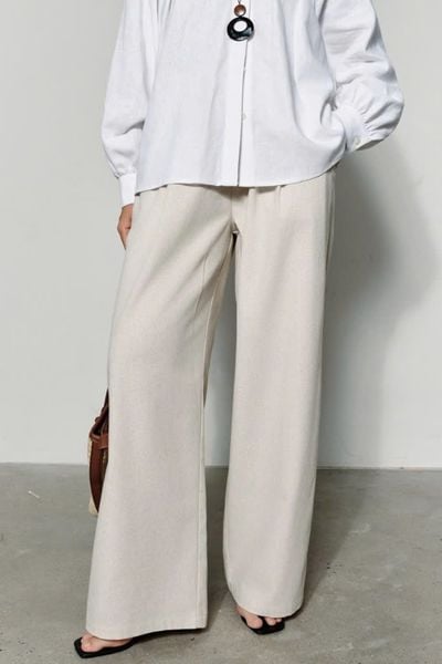  Quần Dài Nữ Linen Dáng Suông Phối Cạp Chun 