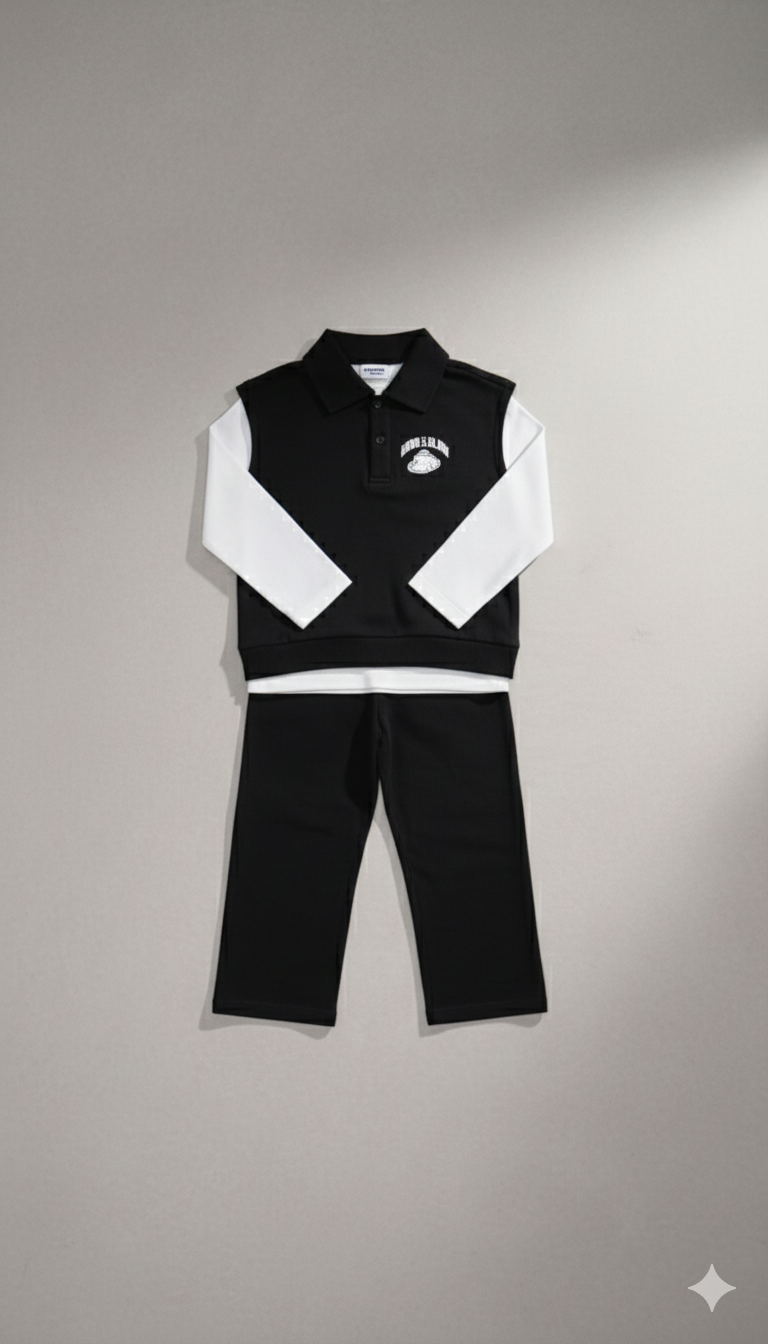  Set Gilet Bé Gái 3 Chi Tiết Nỉ Cào Bông 