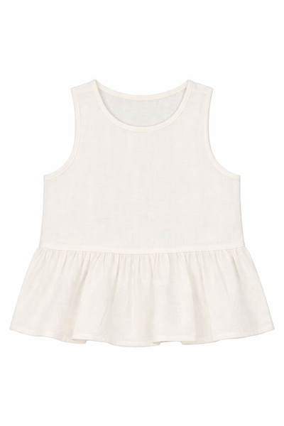  Set Bộ Bé Gái Vải Linen Áo Nhún Bèo Dáng Regular 