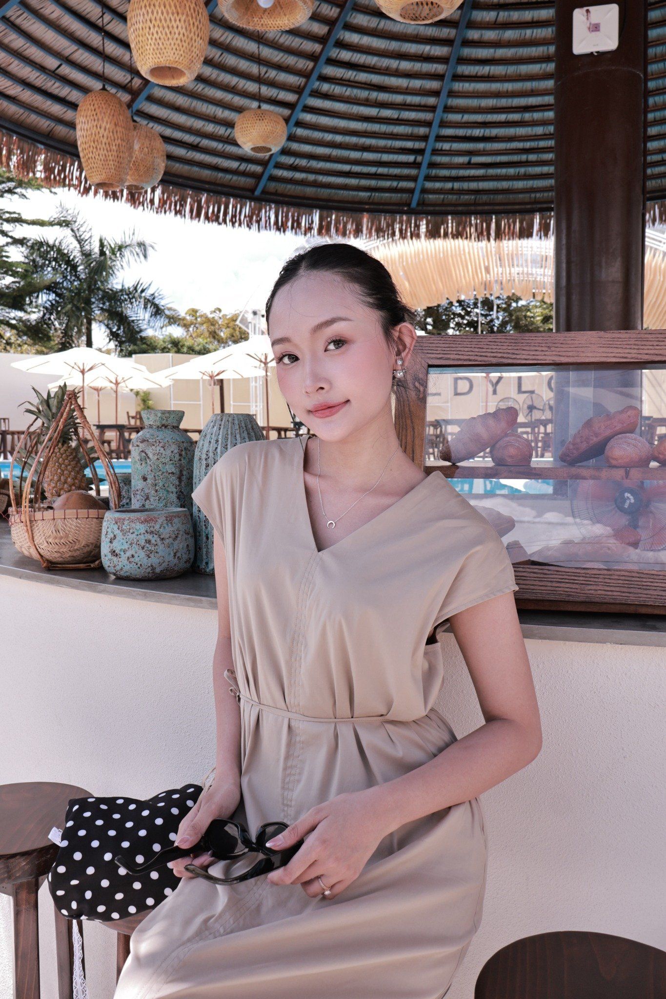  Đầm Nữ cổ V tay hến dáng Maxi chất Cotton thô 