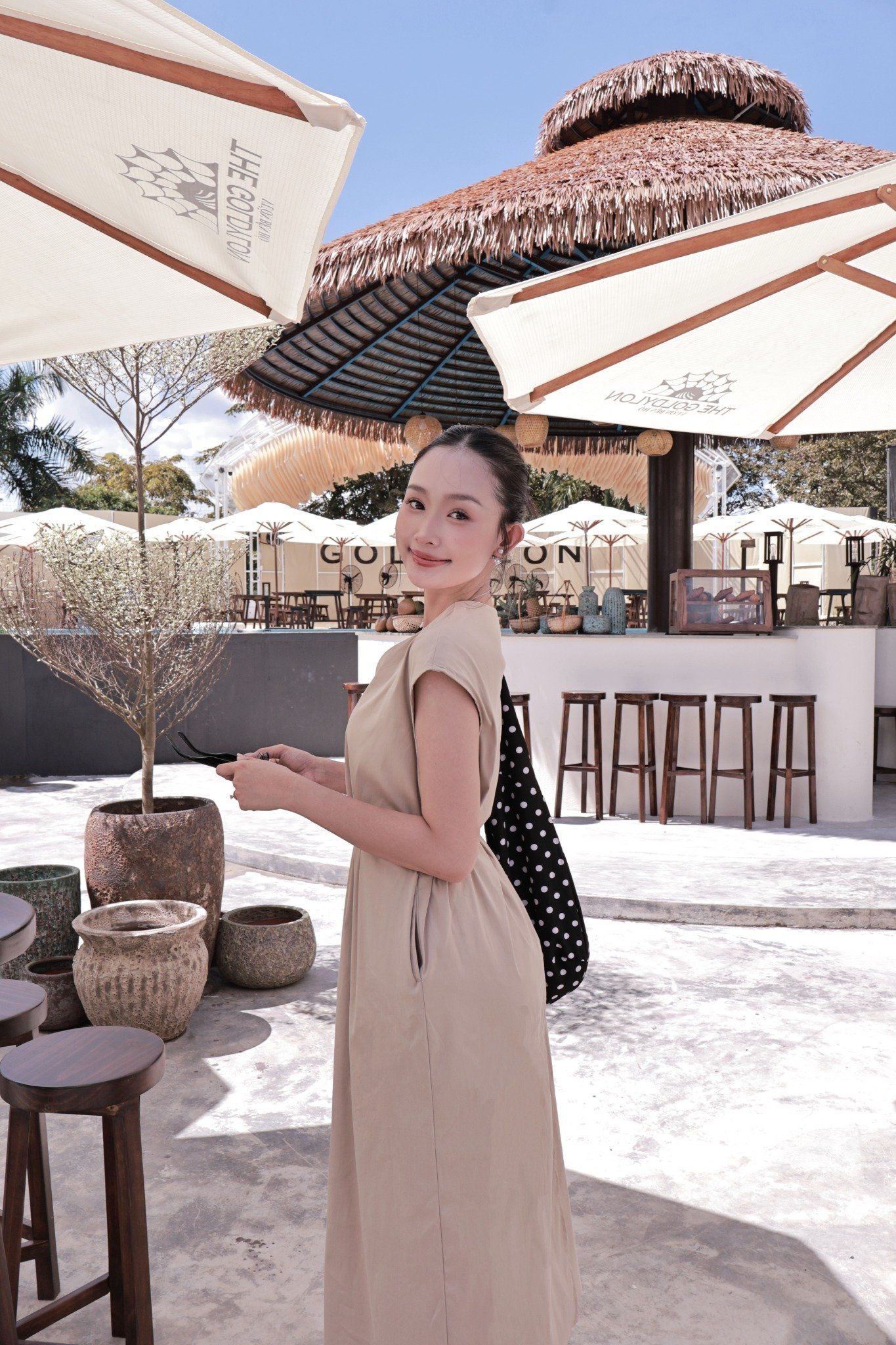  Đầm Nữ cổ V tay hến dáng Maxi chất Cotton thô 