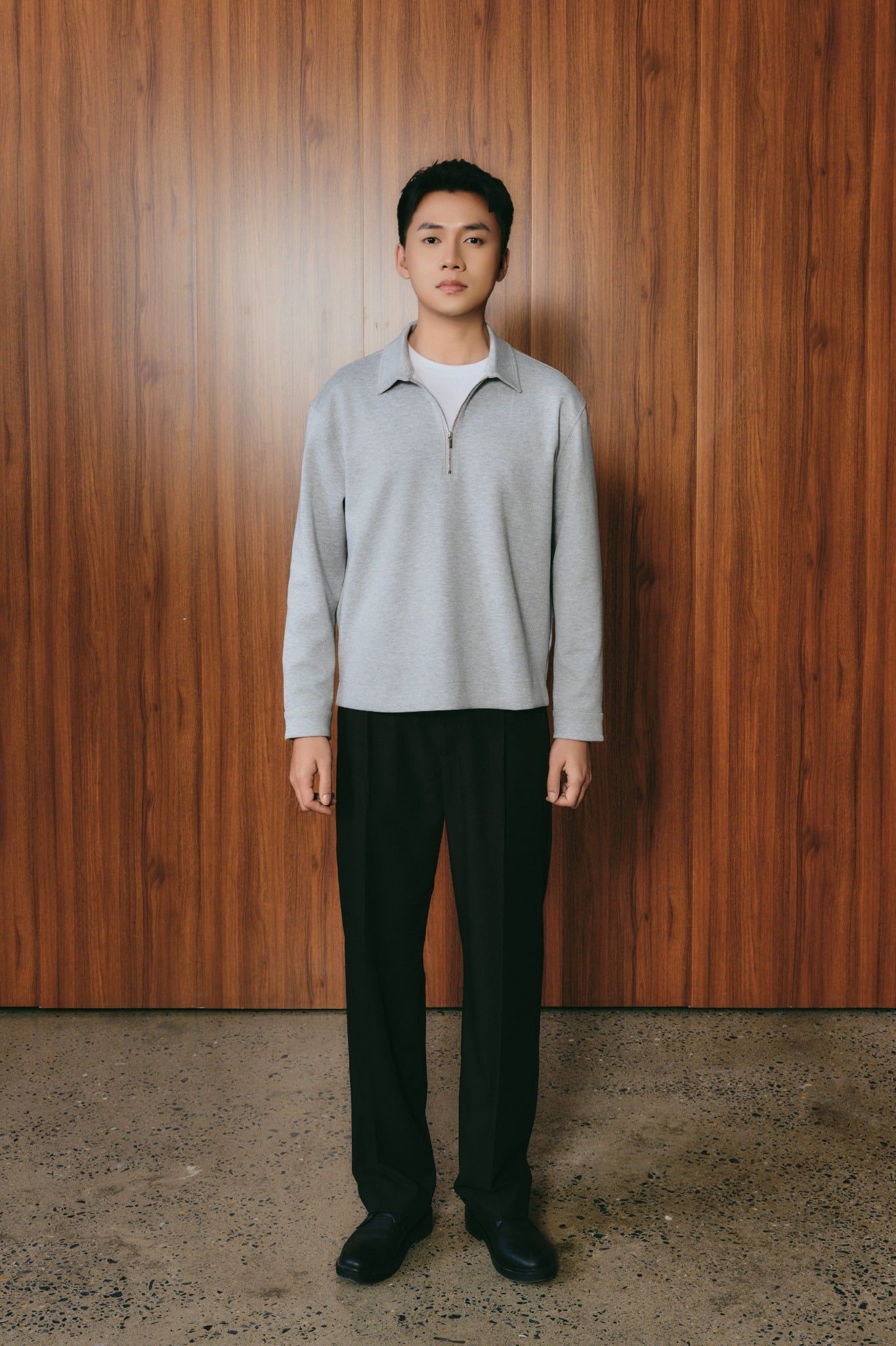  Áo Dài Tay Polo Nam Vải Scuba Phối Zip 