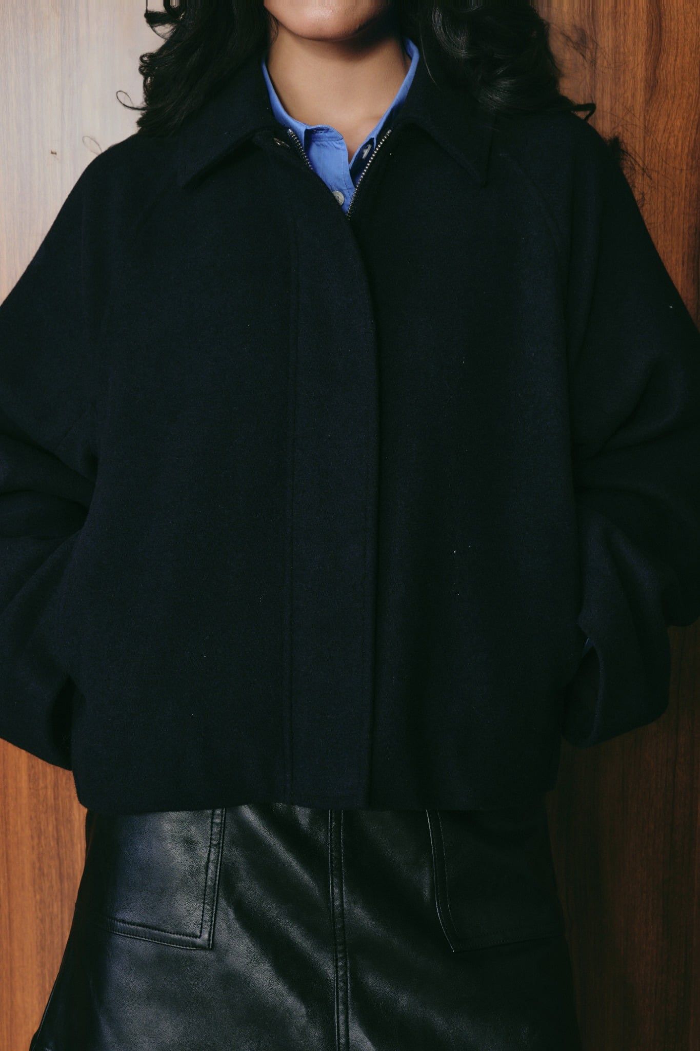  Áo Khoác Dạ Wool Dáng Boxy Crop 