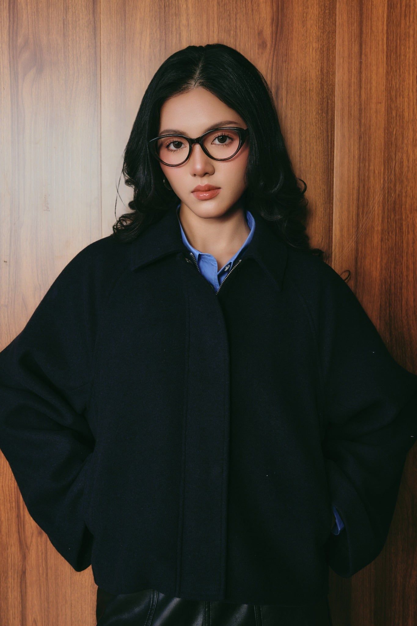  Áo Khoác Dạ Wool Dáng Boxy Crop 