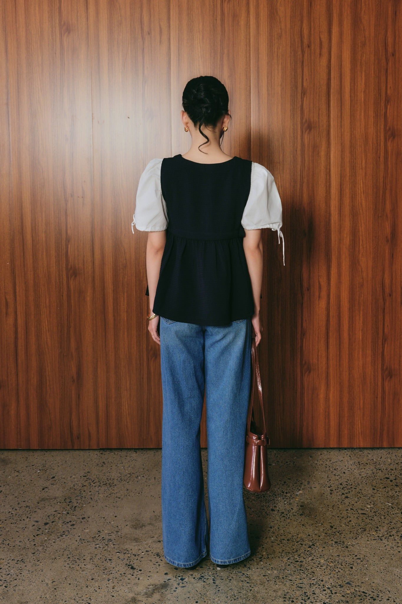  Áo gilet Nữ dáng Babydoll Vải Xốp thắt nơ eo 