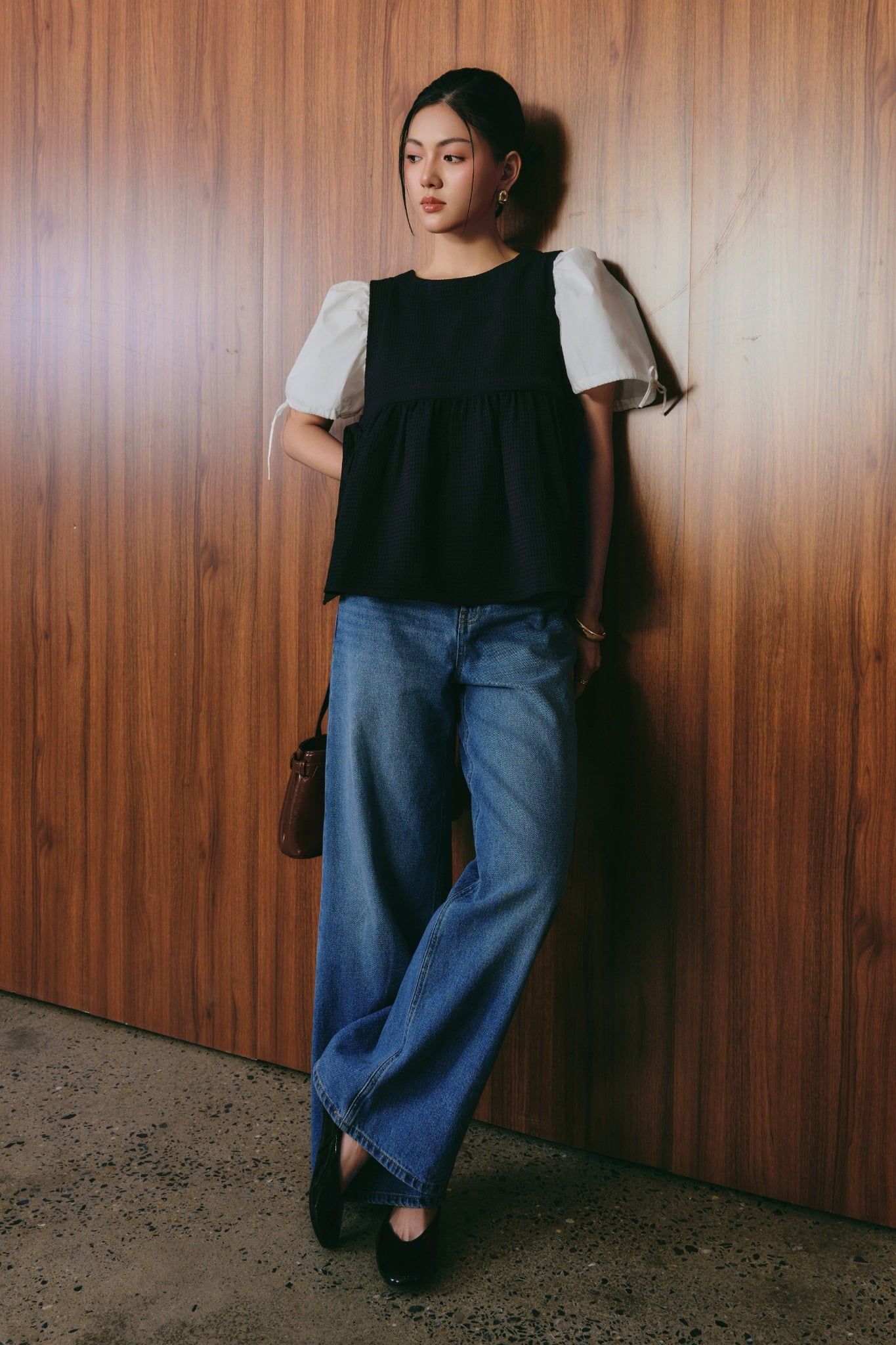  Áo gilet Nữ dáng Babydoll Vải Xốp thắt nơ eo 