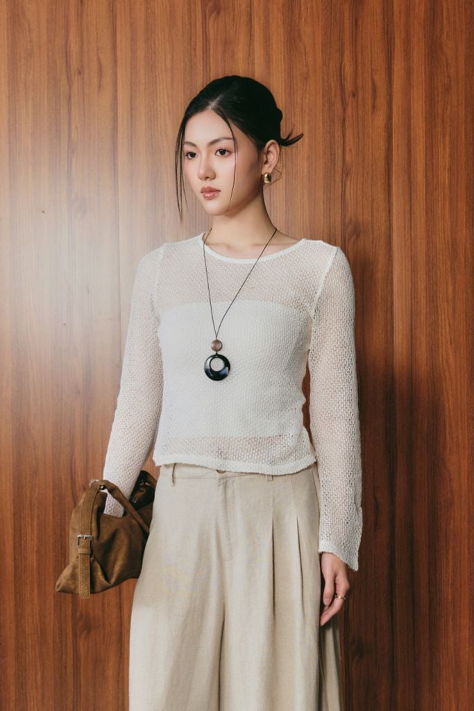  Áo Dài Tay Nữ Dáng Ôm Tay Loe Vải Len Lưới 