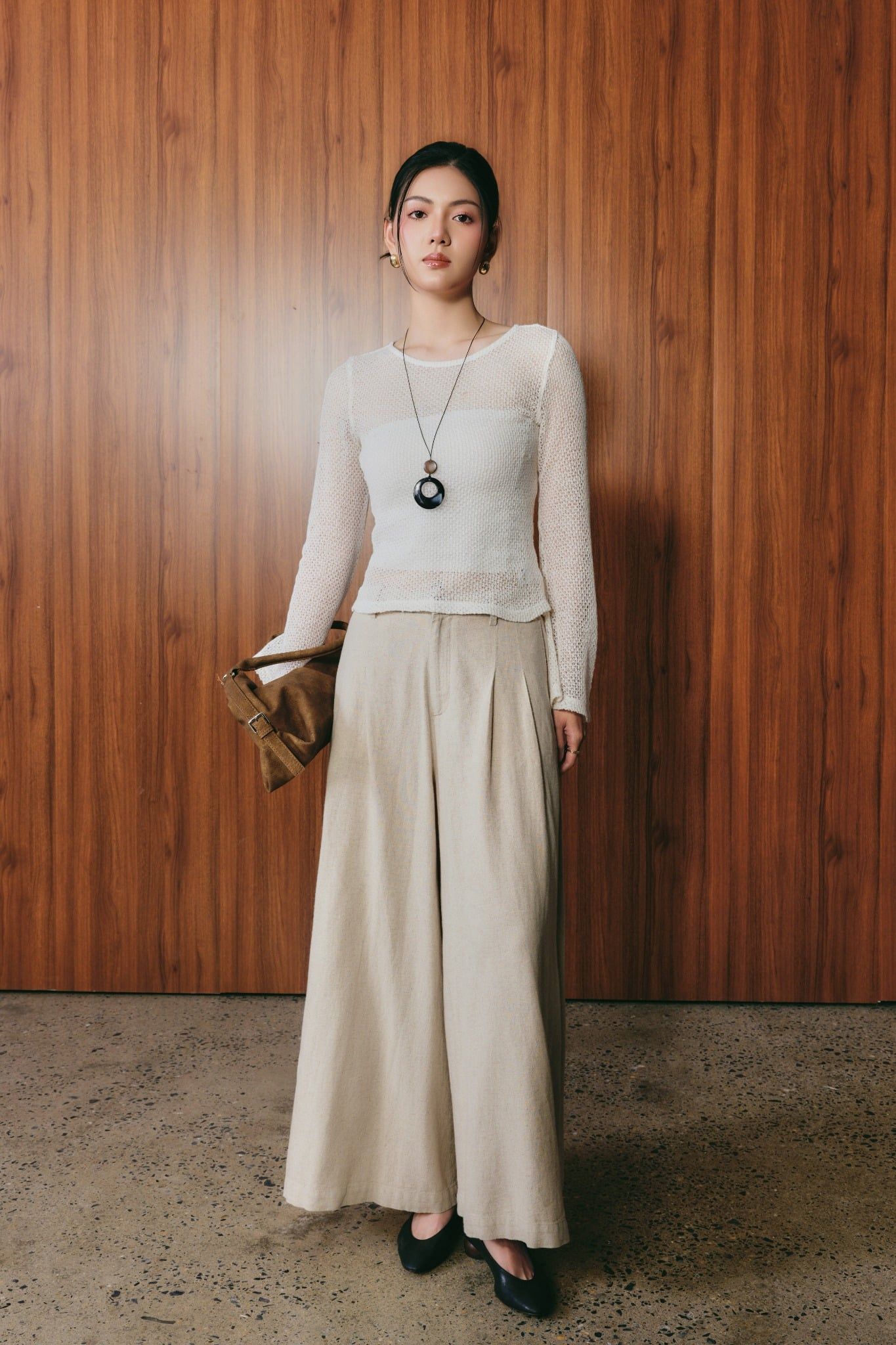  Áo Dài Tay Nữ Dáng Ôm Tay Loe Vải Len Lưới 