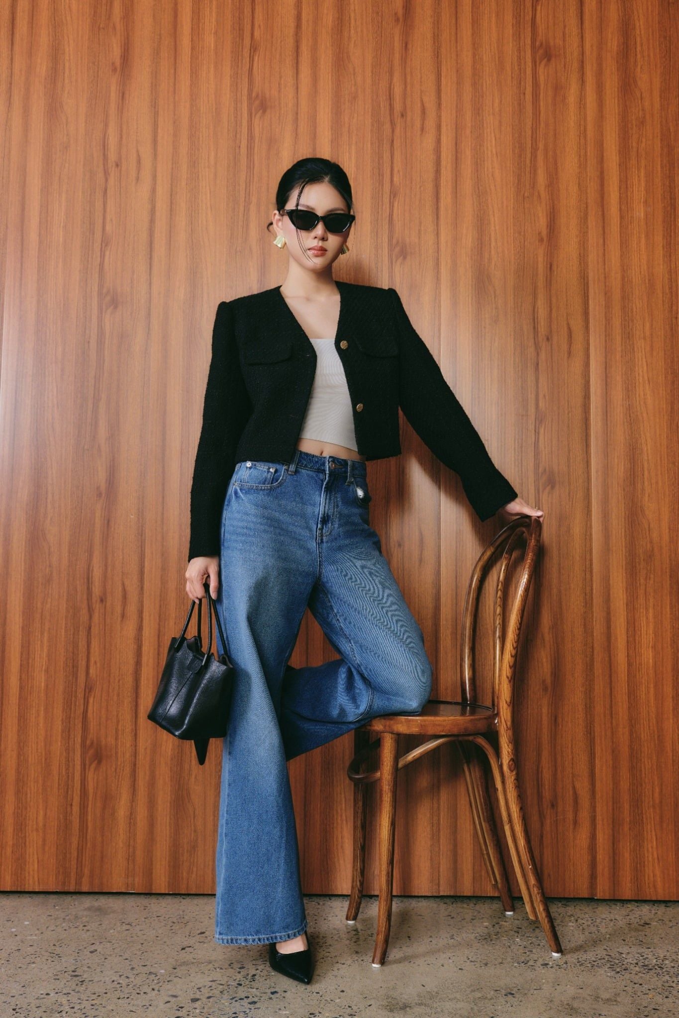  Áo Blazer Nữ Dạ Tweed Dáng Crop 