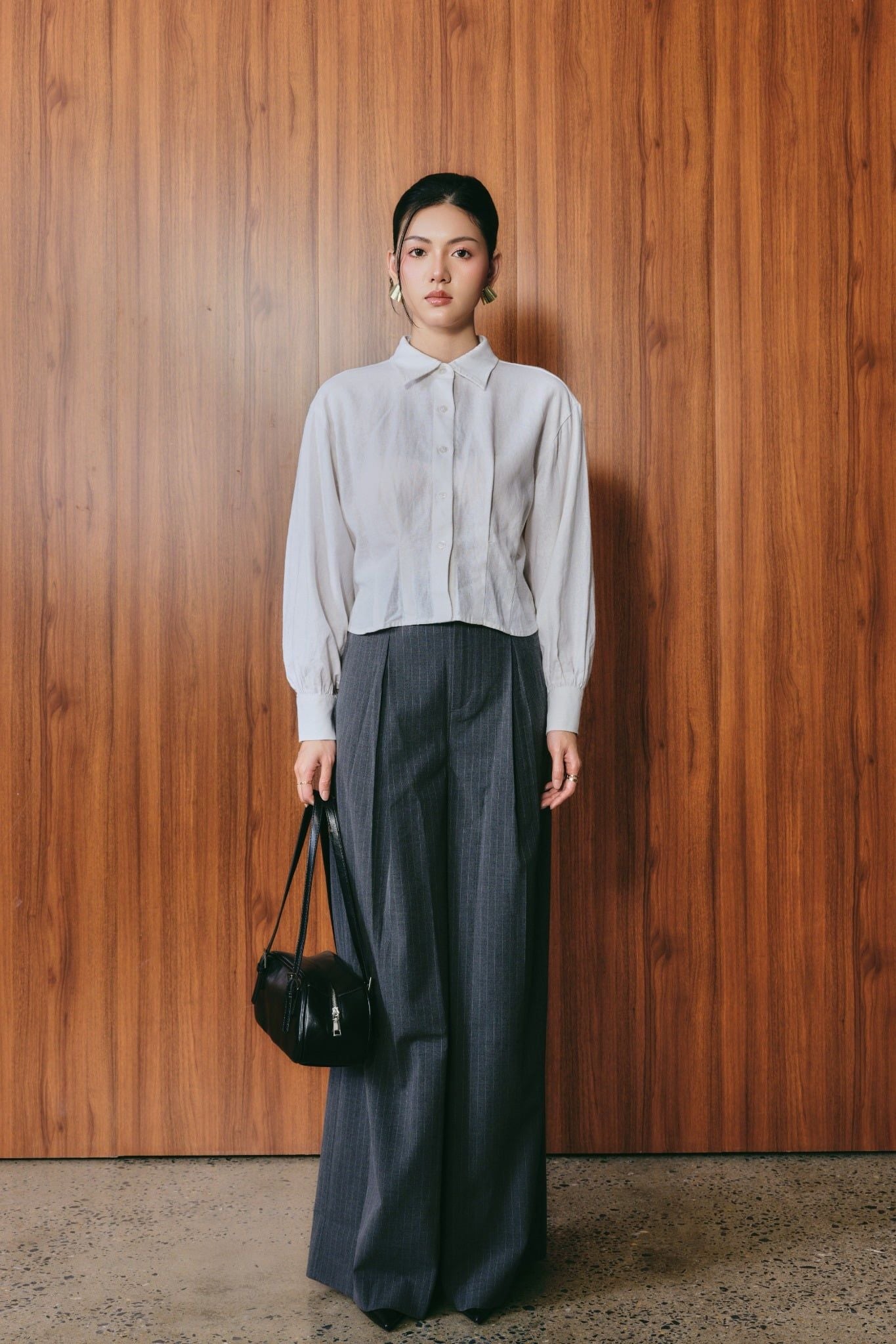  Áo Sơ Mi Nữ Vải Linen Dáng Crop Cách Điệu Eo 