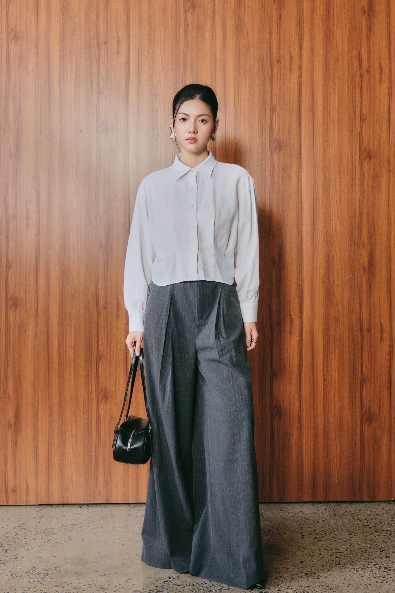  Áo Sơ Mi Nữ Vải Linen Dáng Crop Cách Điệu Eo 