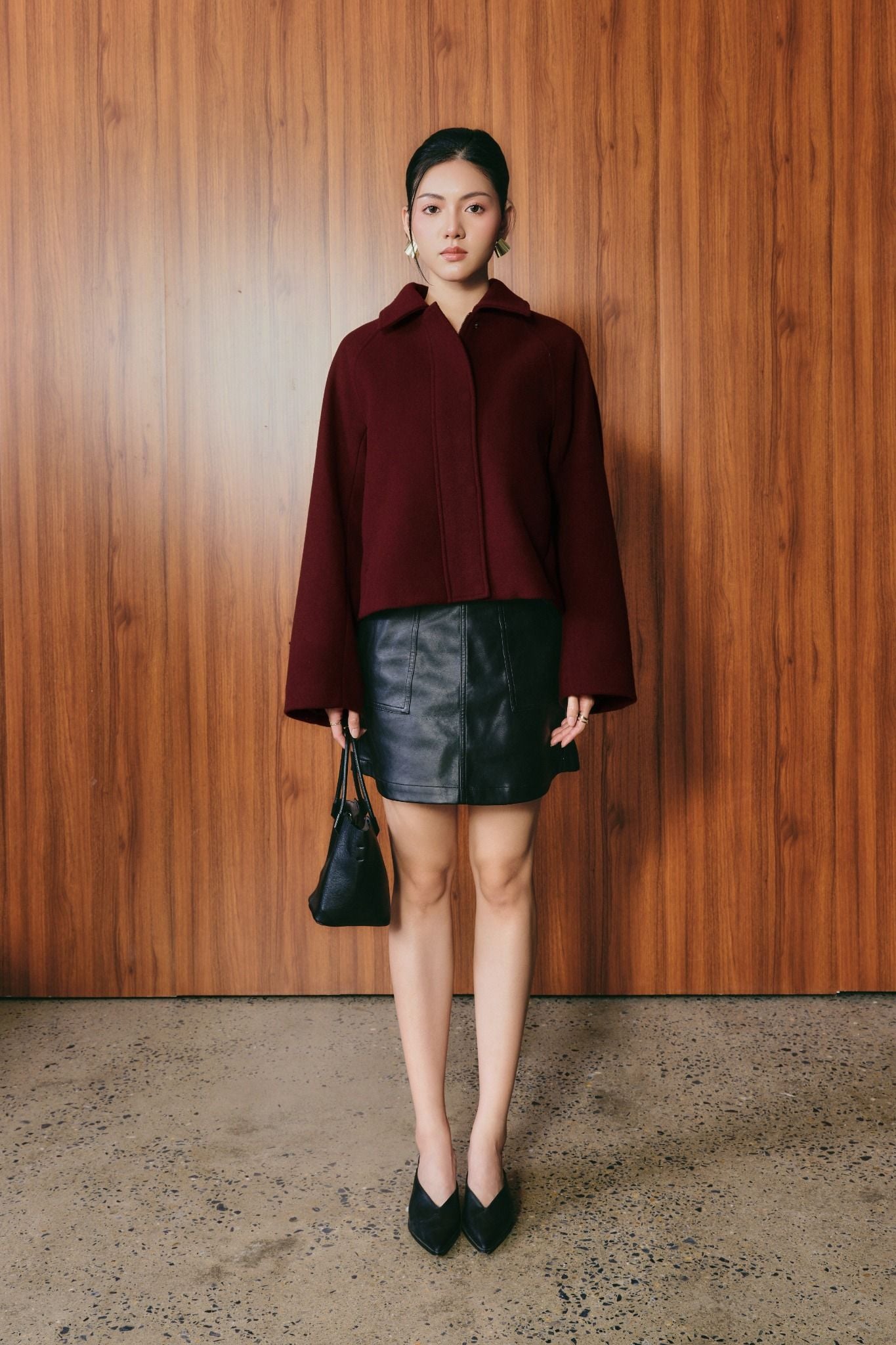  Áo Khoác Dạ Wool Dáng Boxy Crop 