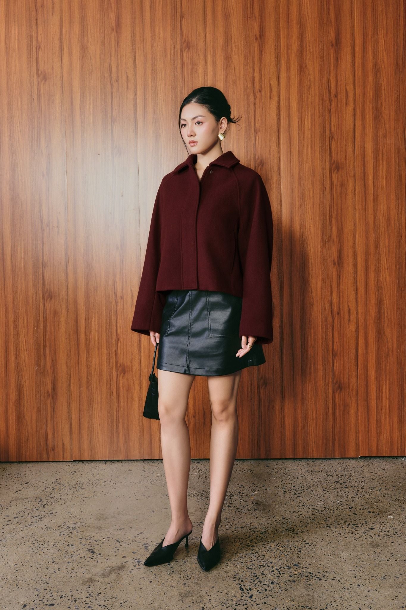  Áo Khoác Dạ Wool Dáng Boxy Crop 