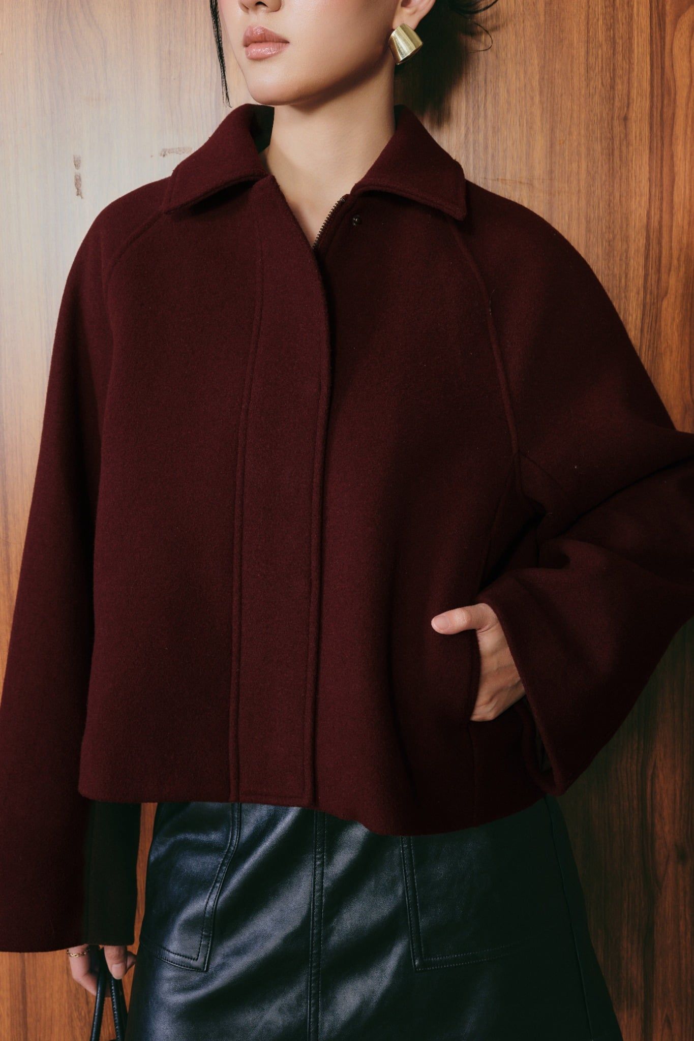  Áo Khoác Dạ Wool Dáng Boxy Crop 