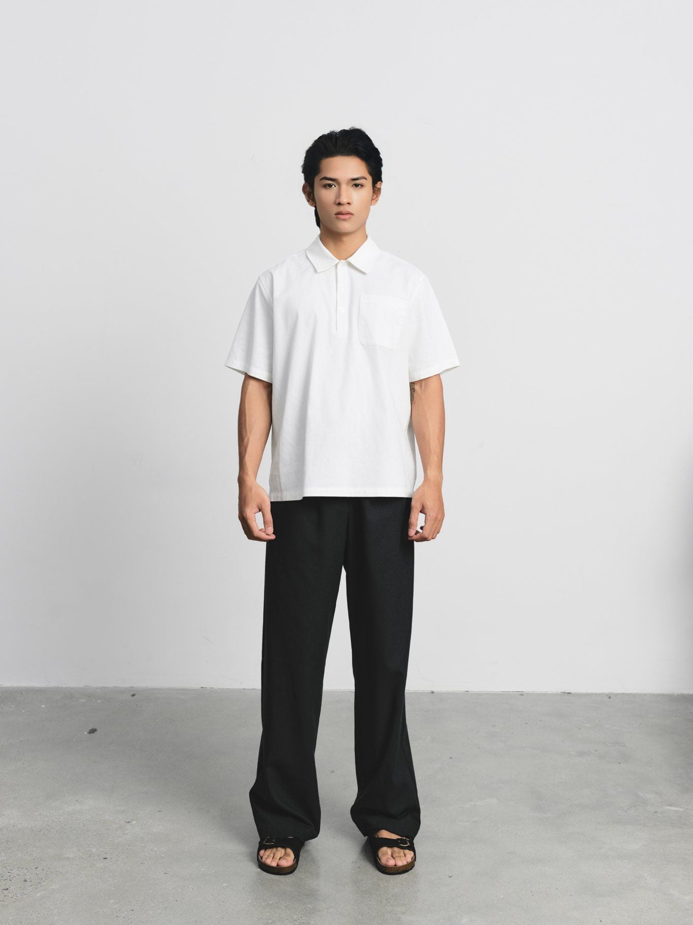  Áo sơ mi nam vải Linen bổ nẹp ngực 