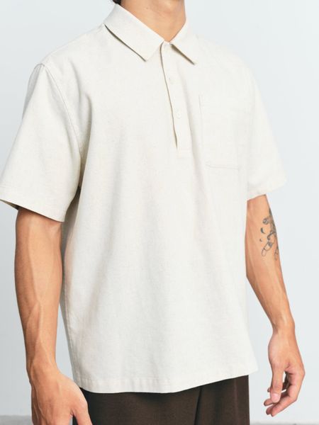  Áo sơ mi nam vải Linen bổ nẹp ngực 